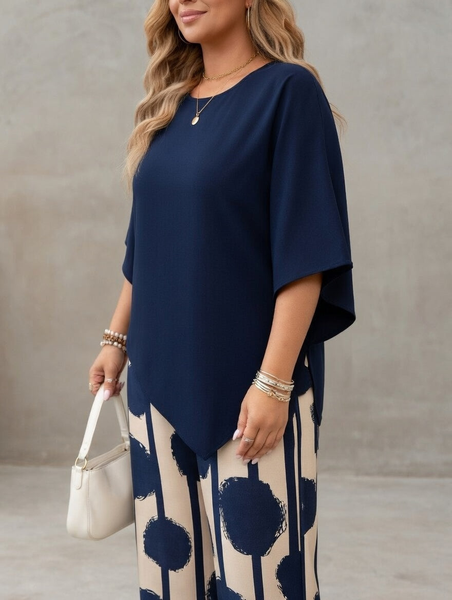 Women's 2-Piece Set - Blouse & Wide-Leg Pants, Effortless Elegance