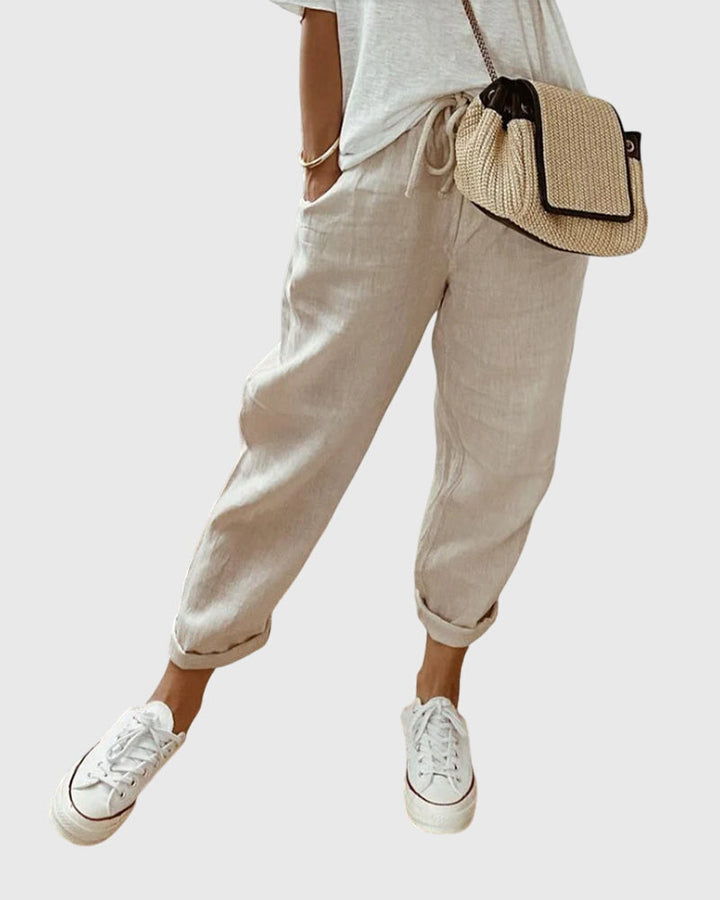 Women's High Waist Elastic Waist Pants - Everyday Comfort & Style