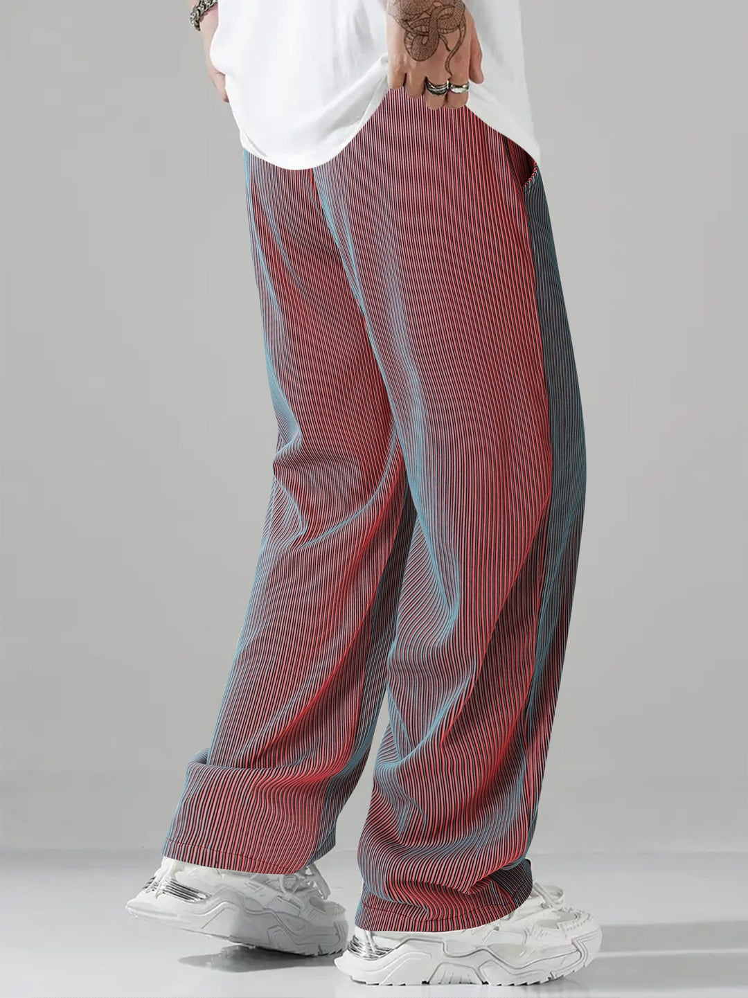Men's Lightweight Striped Trousers – Straight-Leg Drawstring