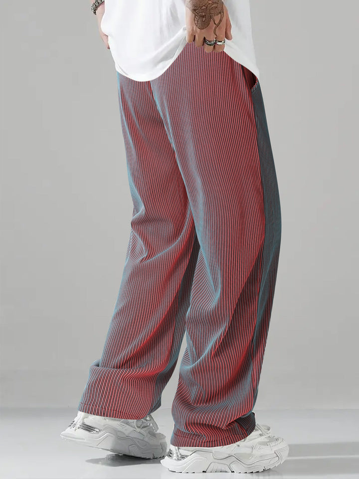 Men's Lightweight Striped Trousers – Straight-Leg Drawstring