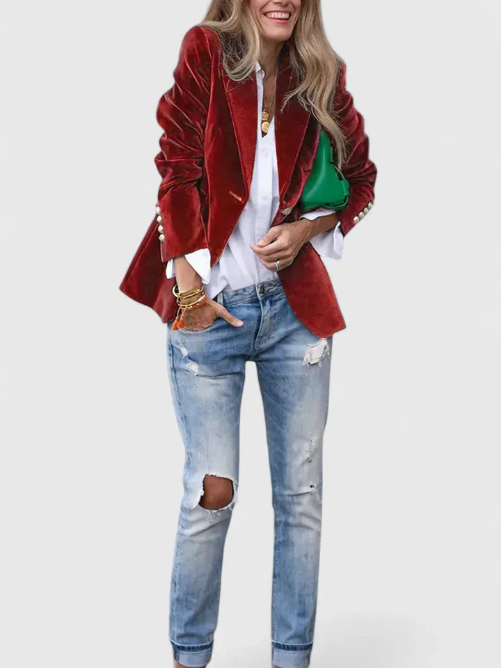 Women's Victoria Velvet Blazer - Elegant and Tailored Fit