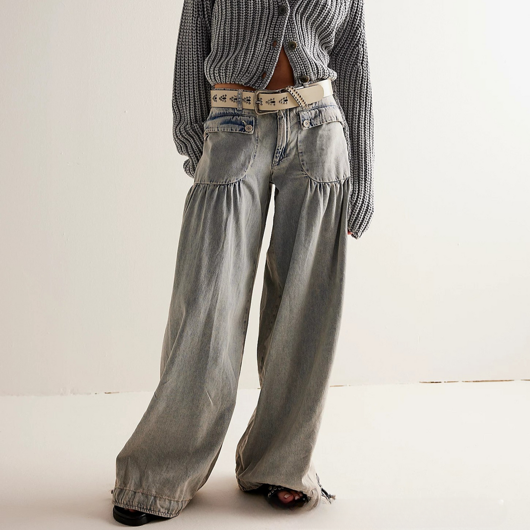 Women's Elegant Wide-Leg Flowy-Fit Jeans - Relaxed Comfort