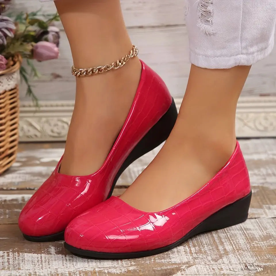 Women's Breathable Leather Wedge Heels - All-Day Comfort