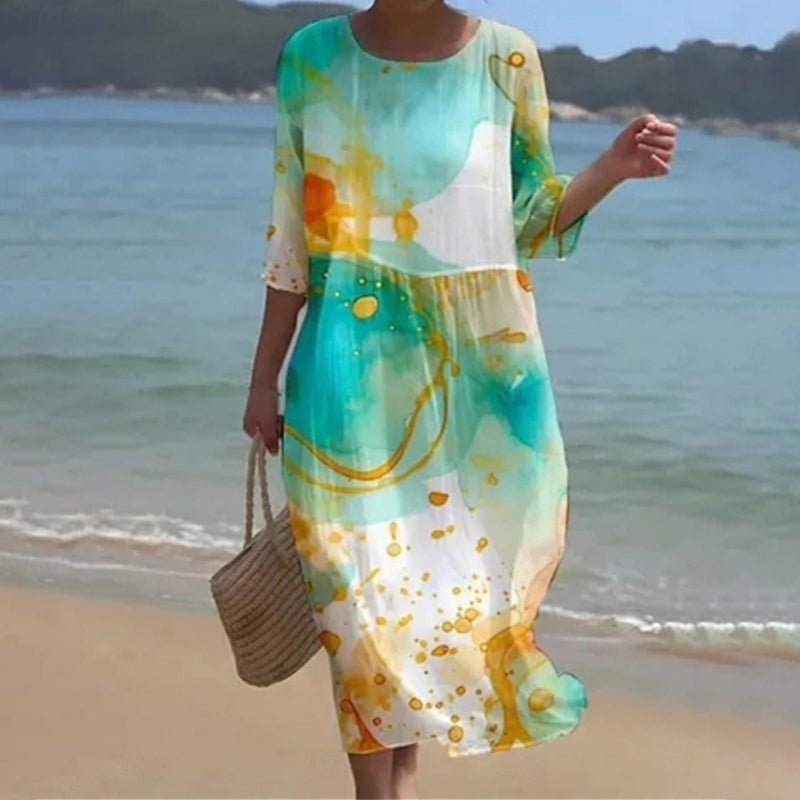 Women's Floral Relaxed Midi Dress - Effortless Everyday Style