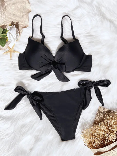 Women's Push-up Knot Bikini - Flattering Beach Style