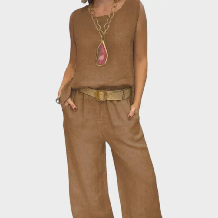 Women's Bohemian Top & Cropped Pants Set - Summer Boho-Chic