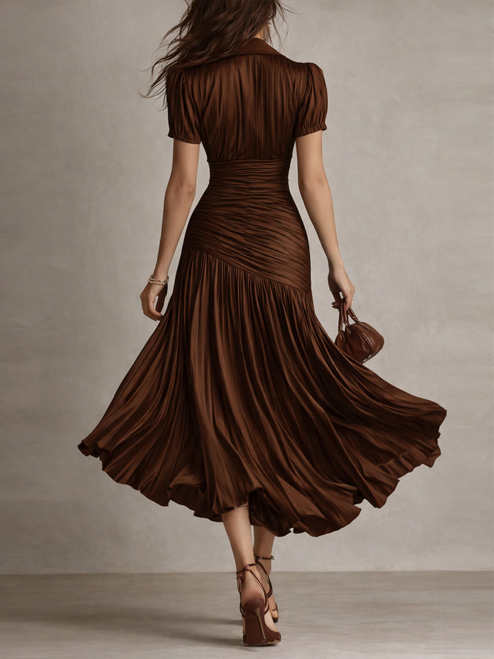 Women's Retro Striped Satin Midi Dress - Elegant Evening Essential