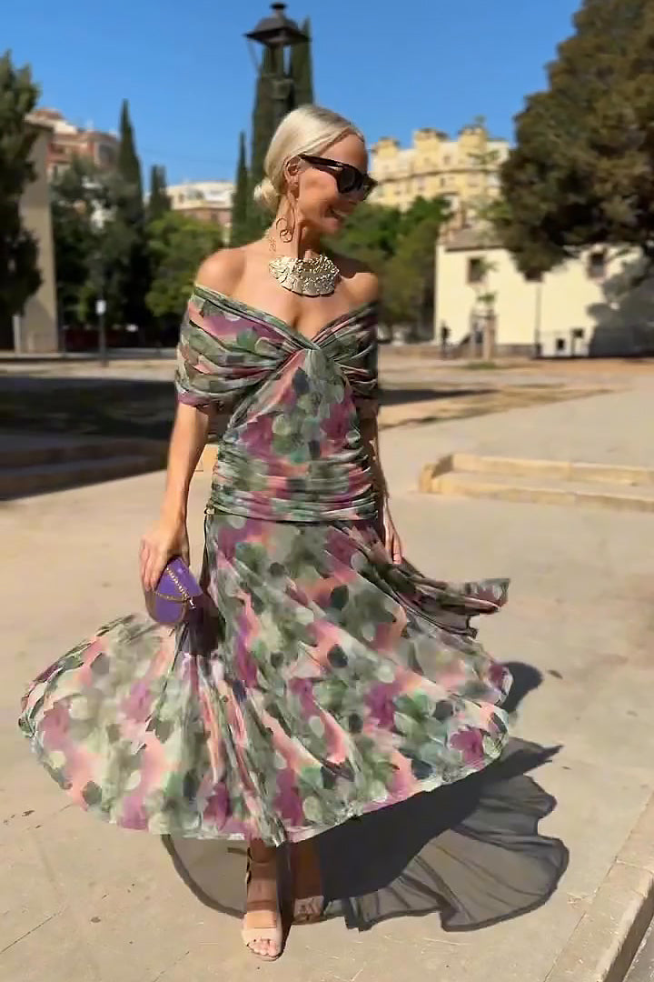 Women's Elegant Maxi Party Dress with V-Neck - Perfect for Evenings