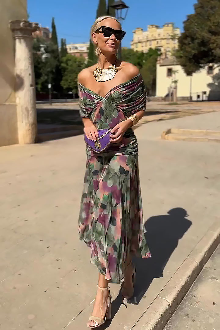 Women's Elegant Maxi Party Dress with V-Neck - Perfect for Evenings