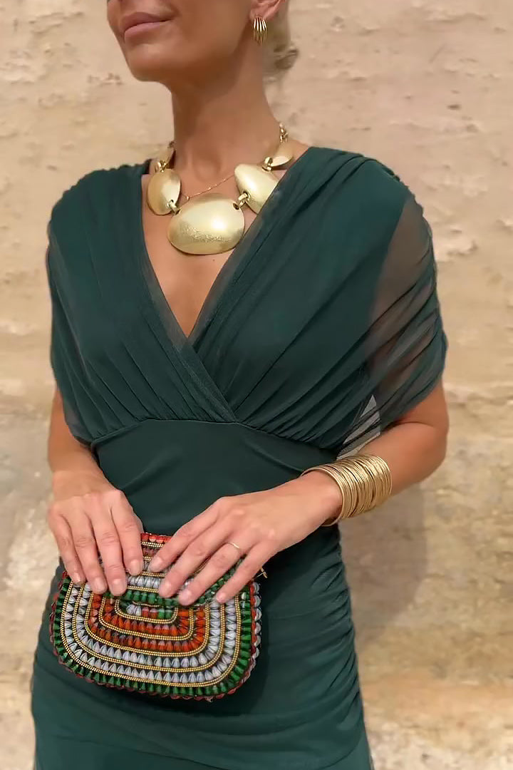 Women's Elegant Maxi Party Dress with V-Neck - Perfect for Evenings