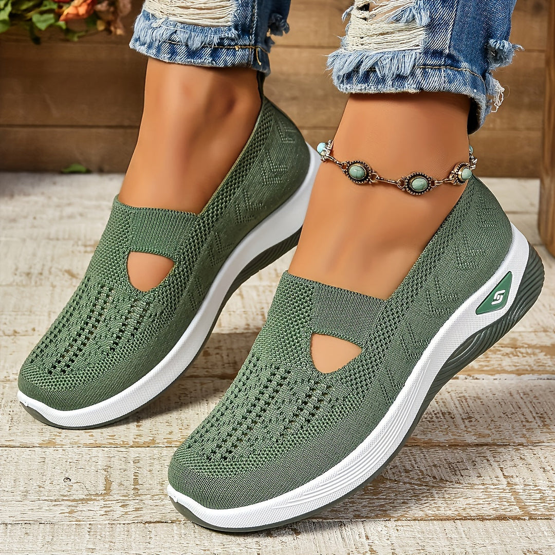 Women's Breathable Knit Slip-On Sneakers - Effortless Daily Comfort