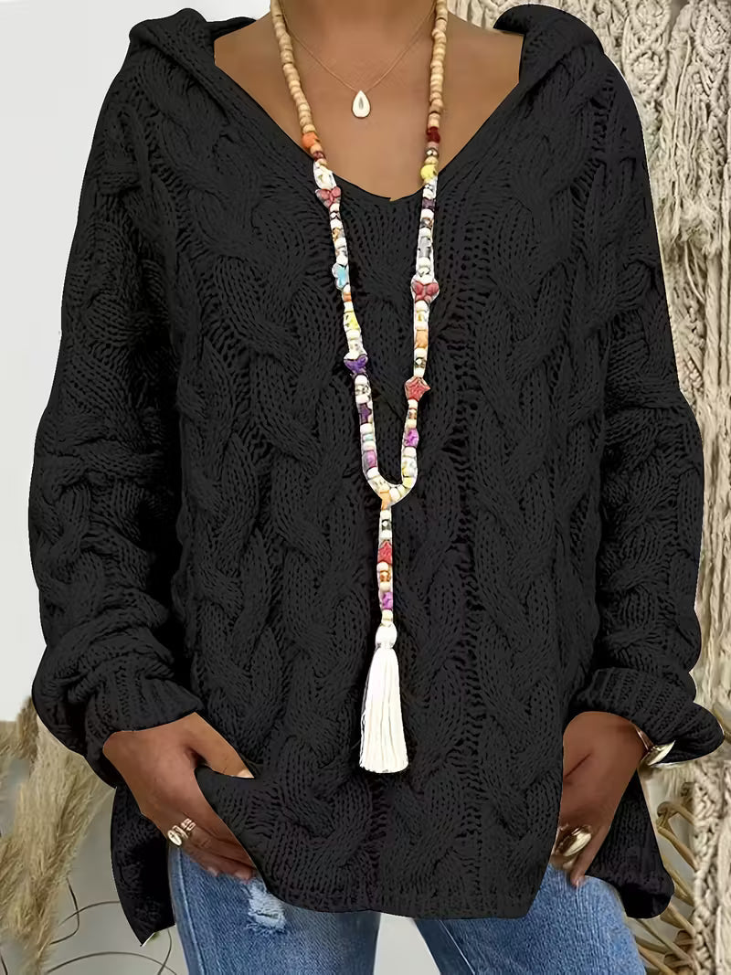 Women's Isla Chunky Knit Hooded Sweater - Cozy Cable-Knit