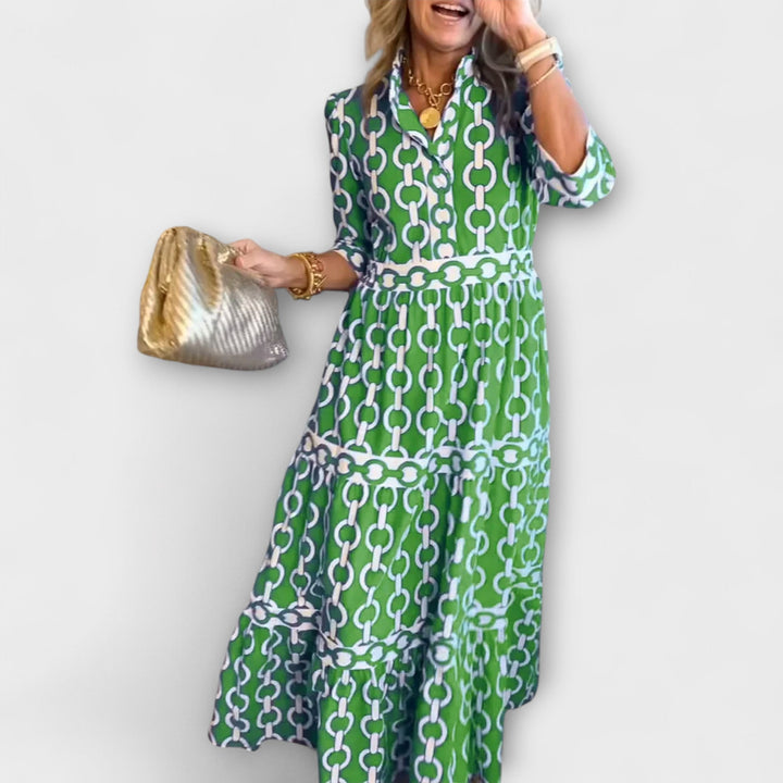 Women's Chain Print Midi Dress – Effortless Elegance