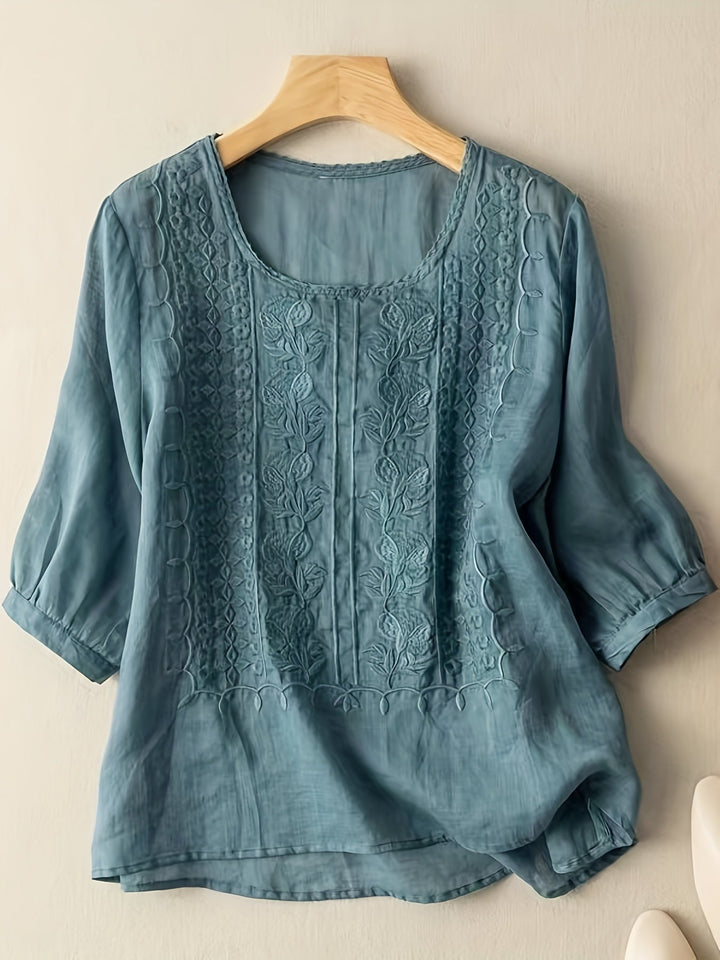 Women's Natalie Embroidered Blouse - Timeless Elegance