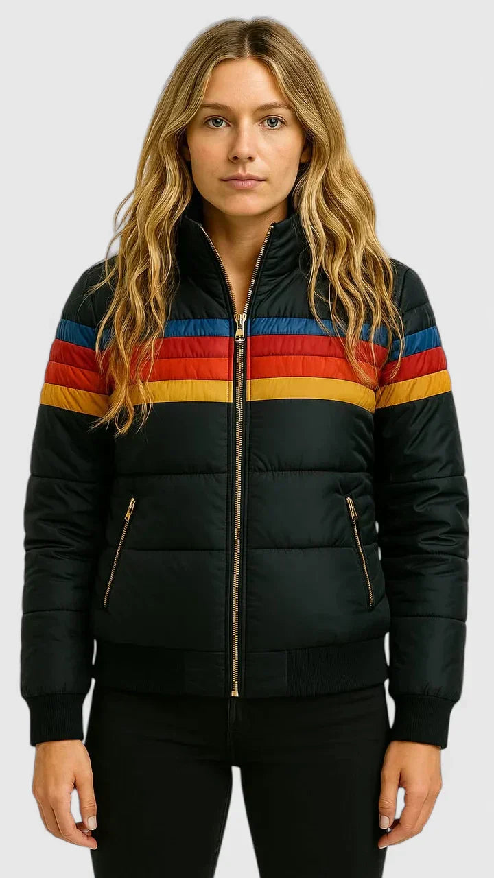 Women's Quilted Retro Puffer Jacket - Cozy Winter Style
