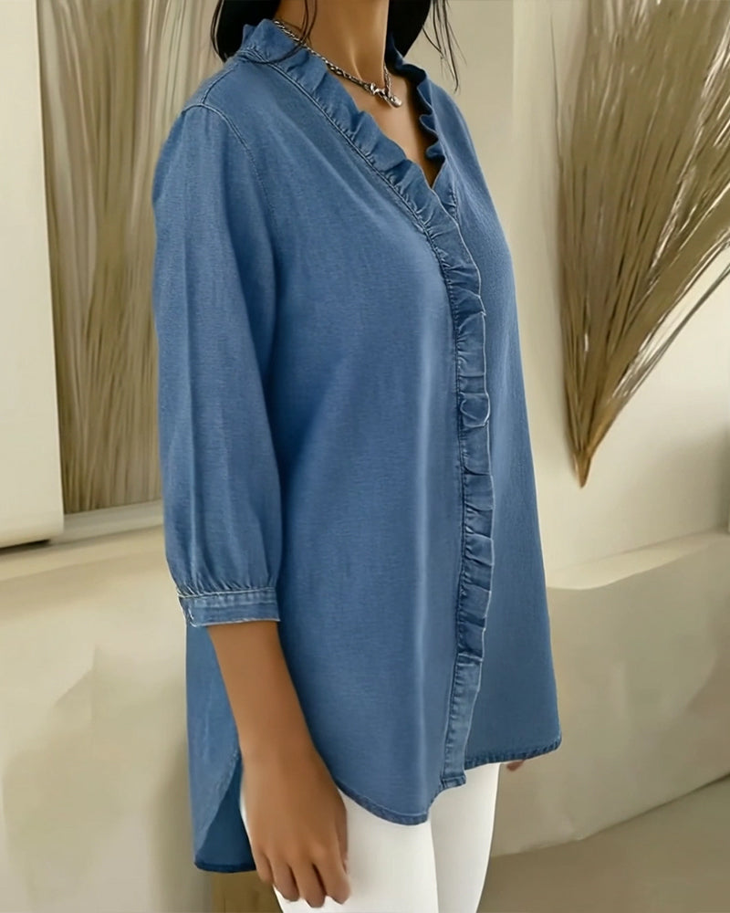 Women's Elegant Ruffle Blouse - Feminine and Sophisticated