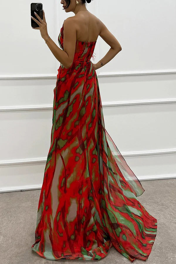 Women's Vibrant Draped Dress - Striking Summer Soirée