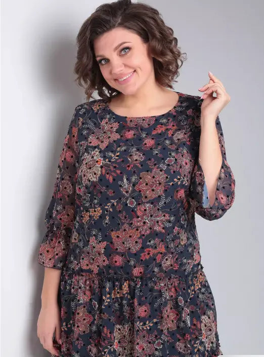 Women's Floral Elegant Midi Dress – Timeless Sophistication