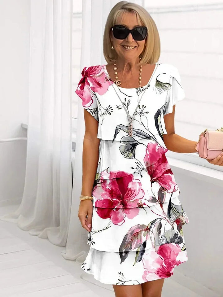 Women's Floral Cascading Maxi Dress - Effortless Boho Elegance