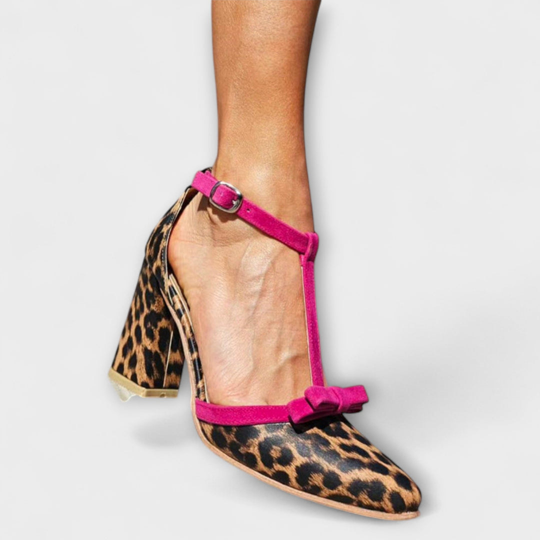 Women's Leopard Print Block Heel Heels - Daring and Elegant