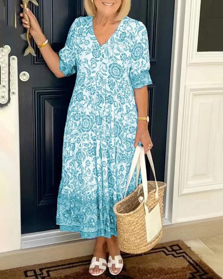 Women's Floral Viscose Maxi Dress - Flattering Everyday Sophistication