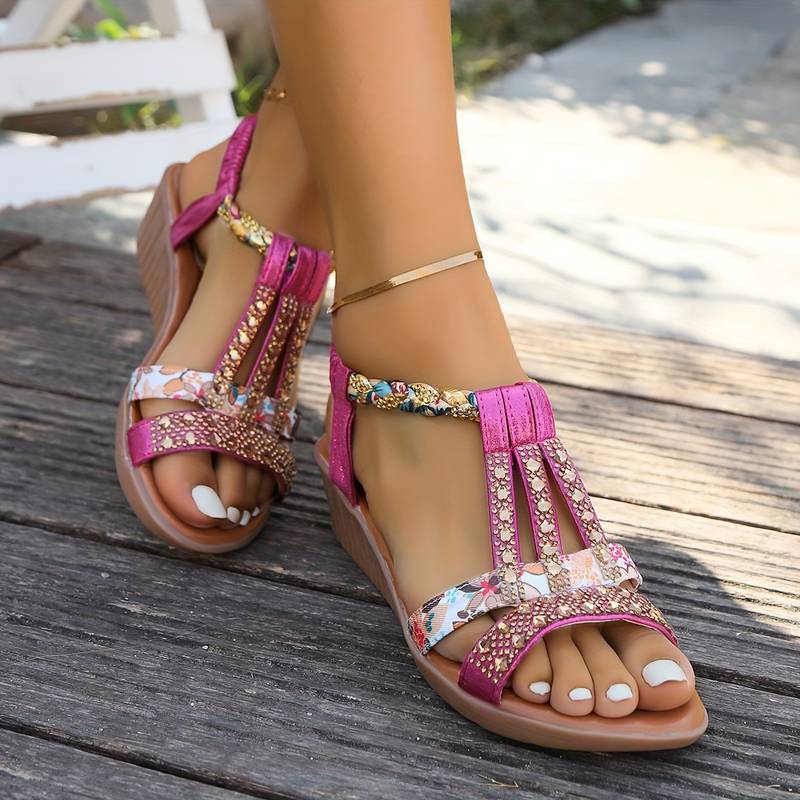 Women's Elegant Boho Wedge Sandals - Effortless Summer Chic