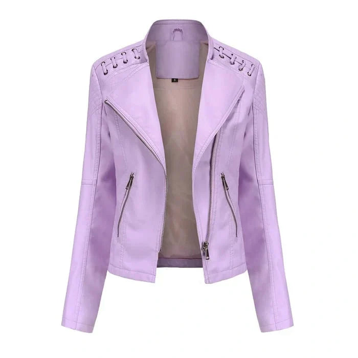 Women's Vegan Leather Moto Jacket - Edgy Everyday Style