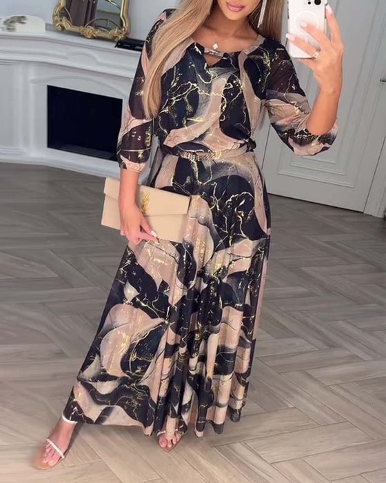 Women's Printed Chiffon Dress - Effortless Everyday Elegance