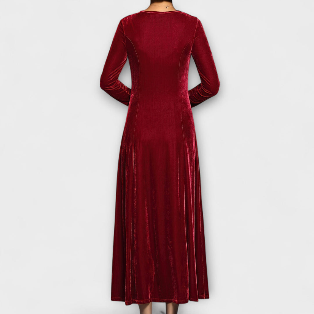 Women's Velvet Dress - Timeless Elegance for Evening Events