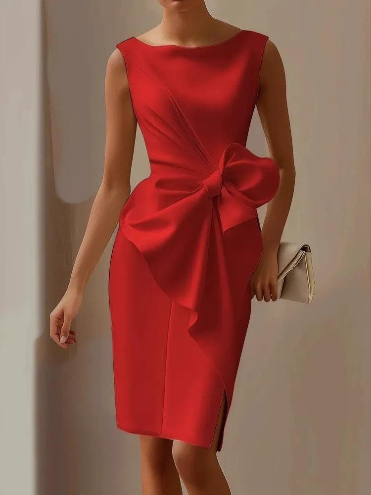 Women's Printed Bow-Tie Midi Dress - Effortless Summer Style