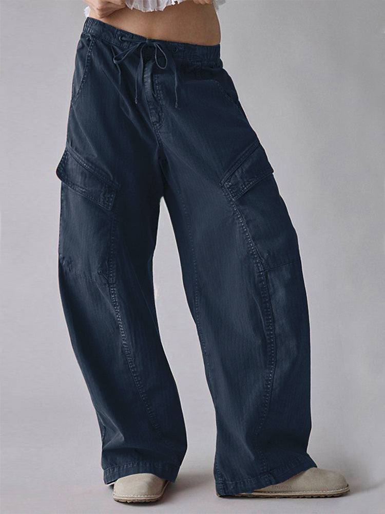 Women's Baggy Cotton Utility Barrel Trousers – Relaxed Fit – view 3