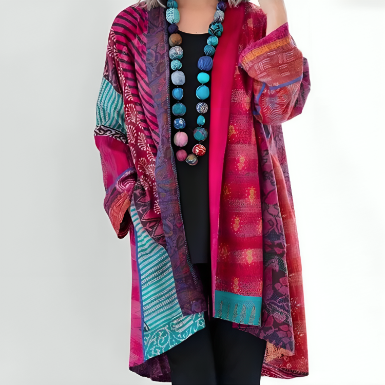 Women's Bohemian Patchwork Kimono Cardigan - Artistic Layering