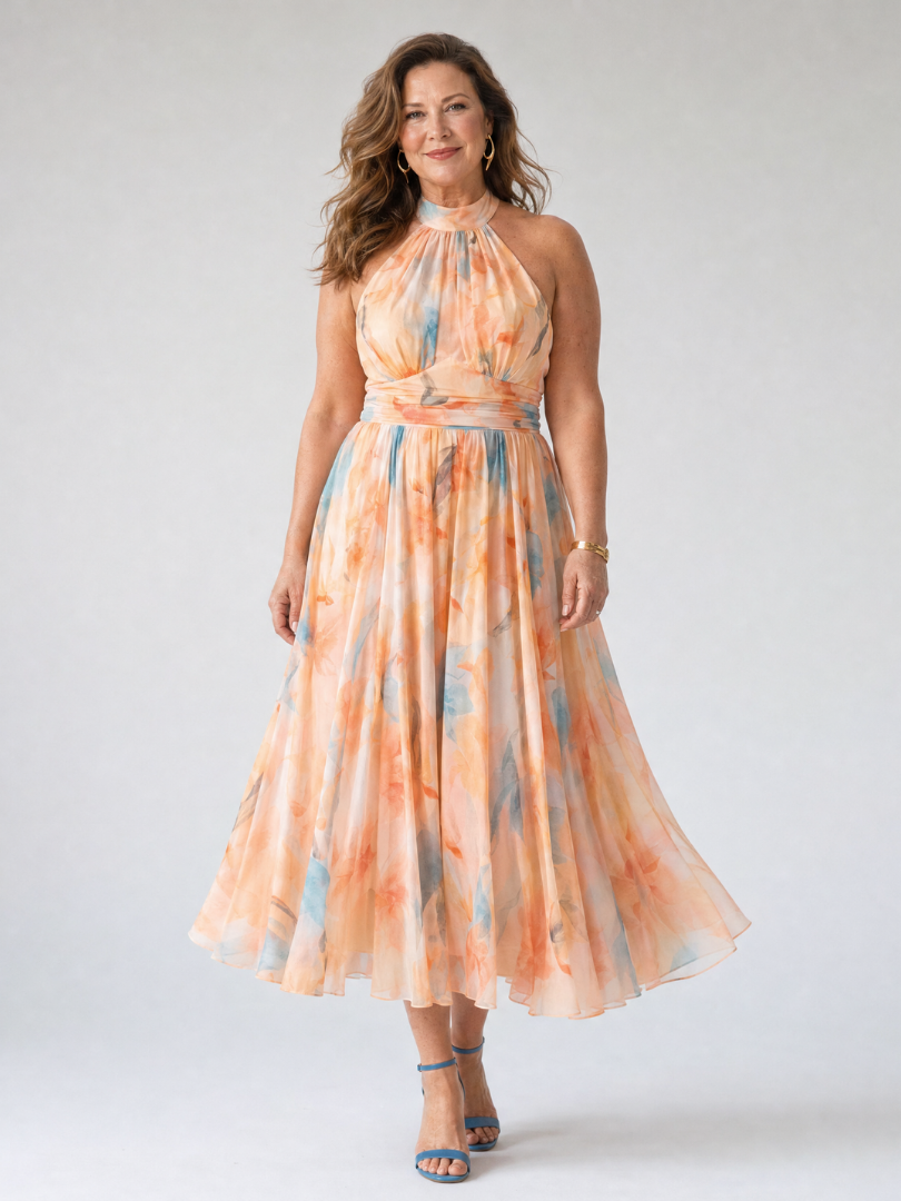Women's Soft Halter Midi Dress - Everyday Elegance