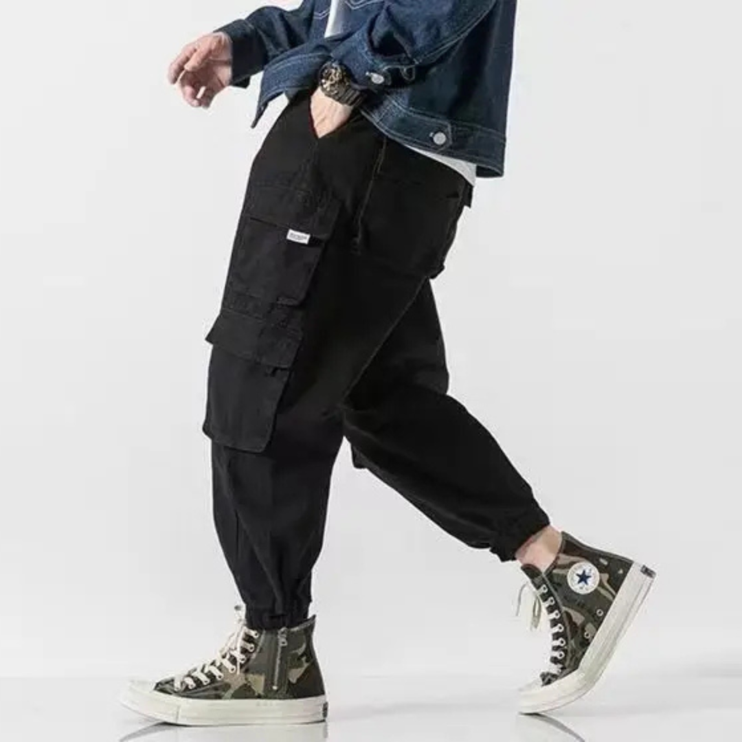 Men's Heavyweight Cotton Cargo Joggers – Tapered Utility Trousers