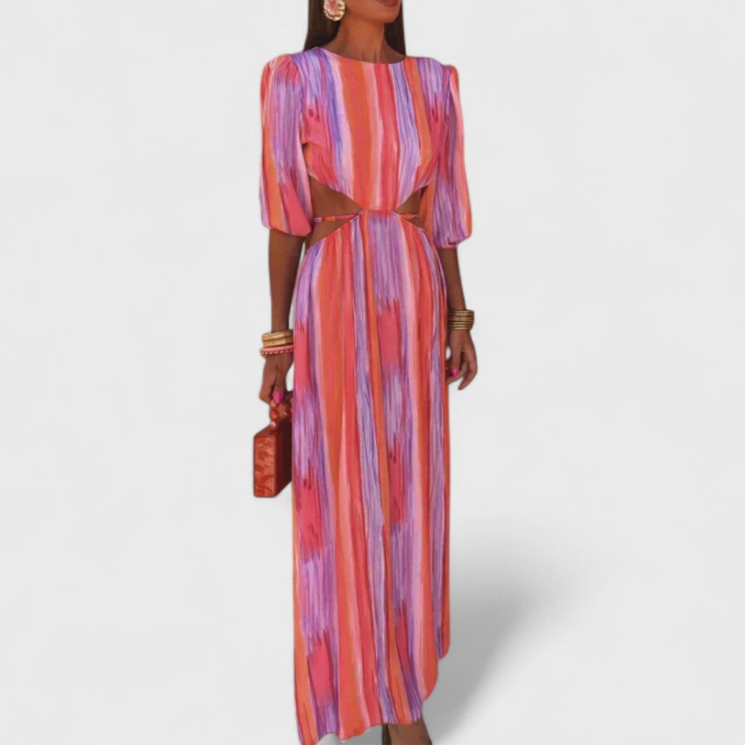 Women's Striped Maxi Dress - Vibrant and Flowing for Warm Weather