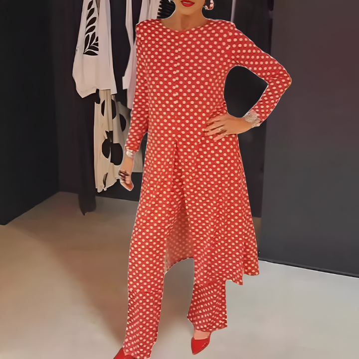 Women's Polka Dot Two-Piece Set - Vintage Charm for Everyday Elegance