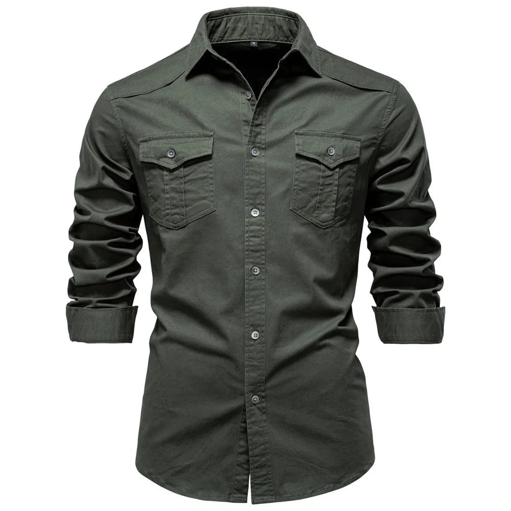 Men's Cotton Utility Overshirt – Heavyweight Workwear Shirt