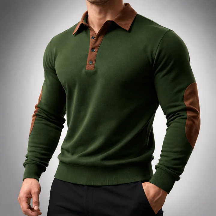 Men's Cotton Long-Sleeve Polo Pullover – Smart-Casual Knit