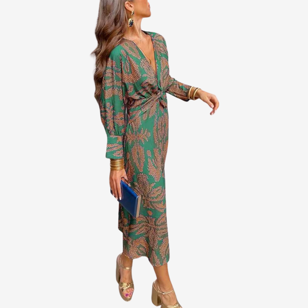 Women's Paisley Midi Wrap Dress - Effortless Everyday Elegance