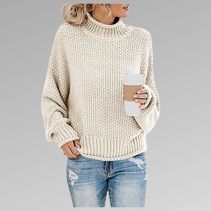 Women's High-Neck Pullover Sweater - Everyday Elegance