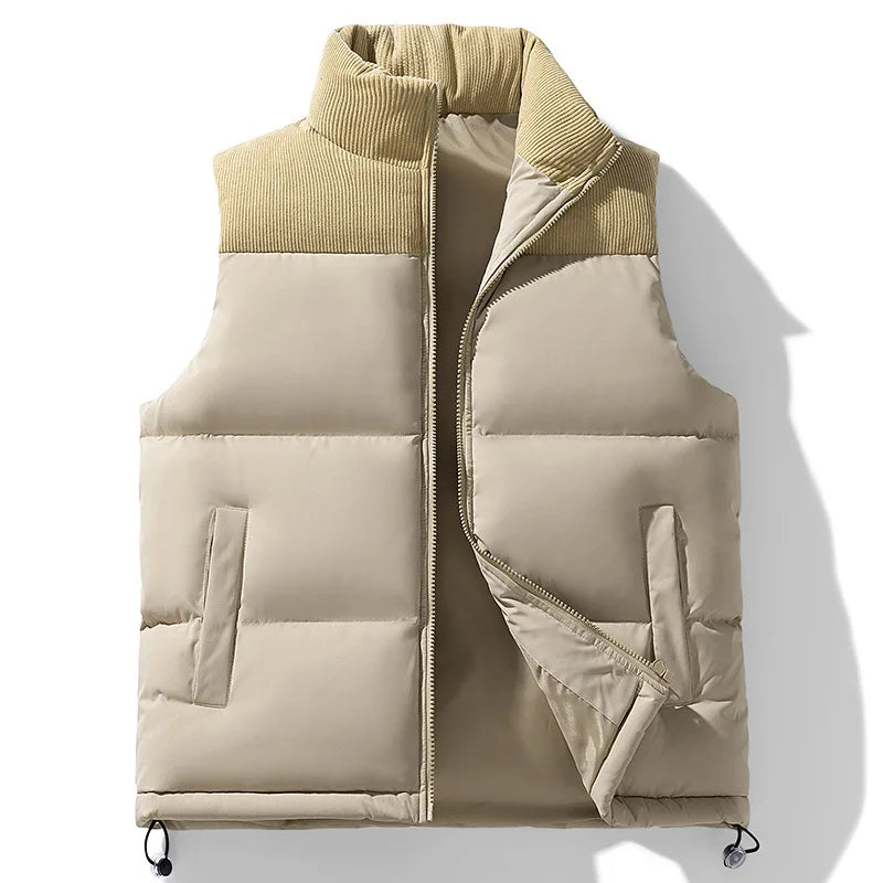 Men's Basel Quilted Gilet – Padded Corduroy-Collar Vest