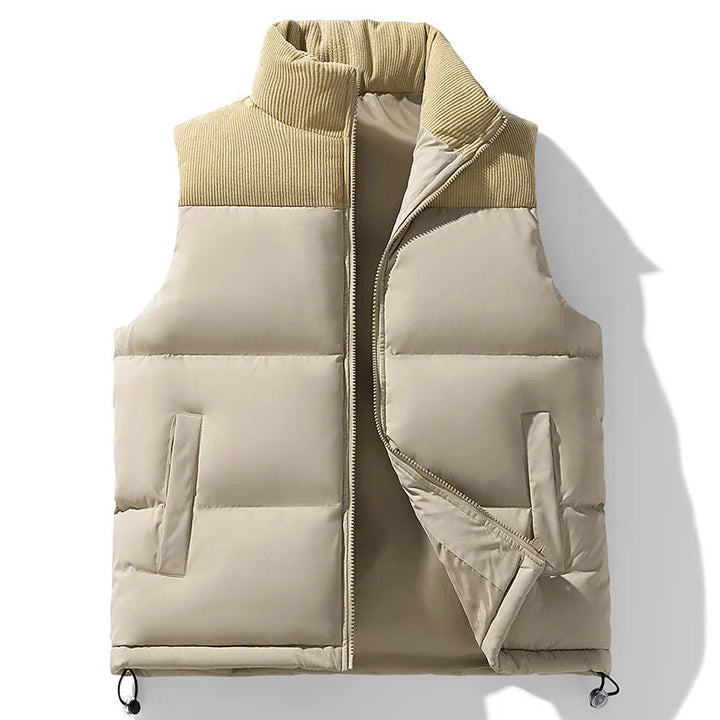 Men's Basel Quilted Gilet – Padded Corduroy-Collar Vest