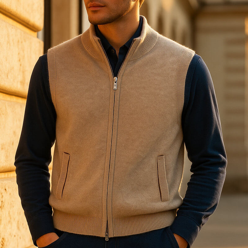 Men's Cashmere Gilet – Lightweight Zip Body Warmer Vest