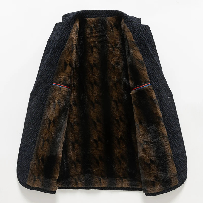 Men's Wool Coat – Faux-Fur Lined Tailored Winter Coat
