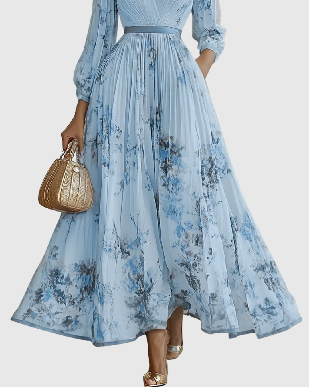 Women's Elegant Pleated Maxi Dress - Graceful & Feminine