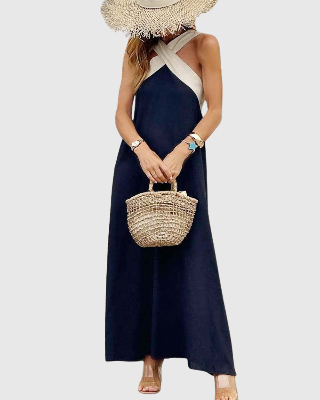 Women's Cross-Neck Dress - Effortless Summer Elegance