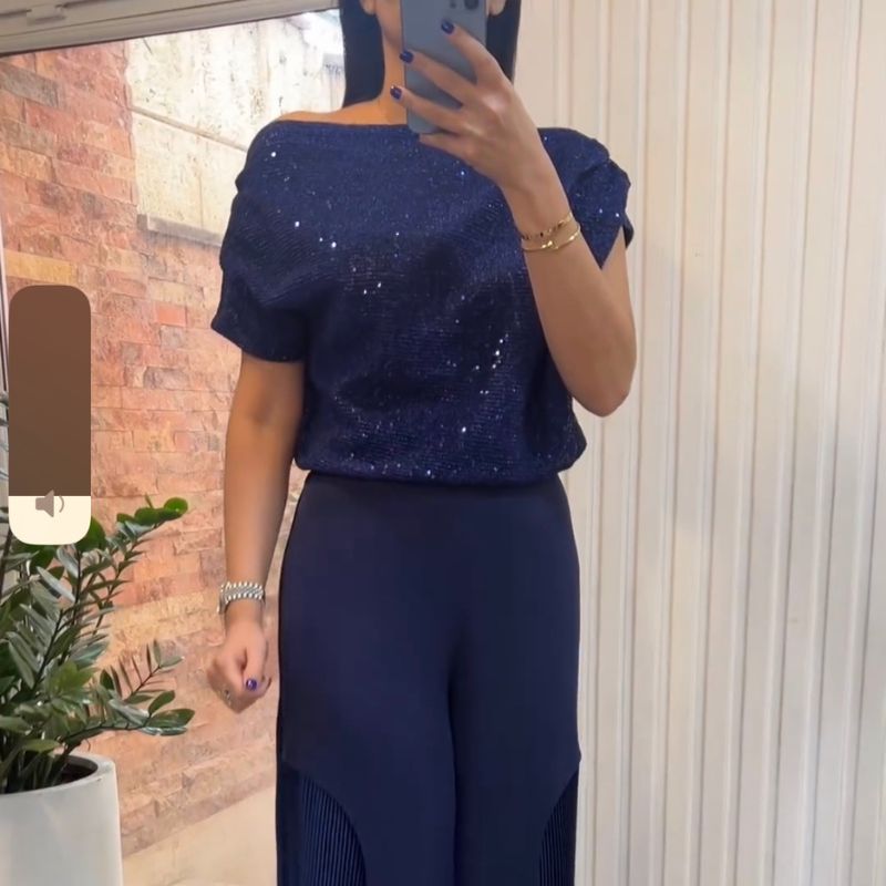 Women's Sequined Two-Piece Set - Elegant Evening Outfit