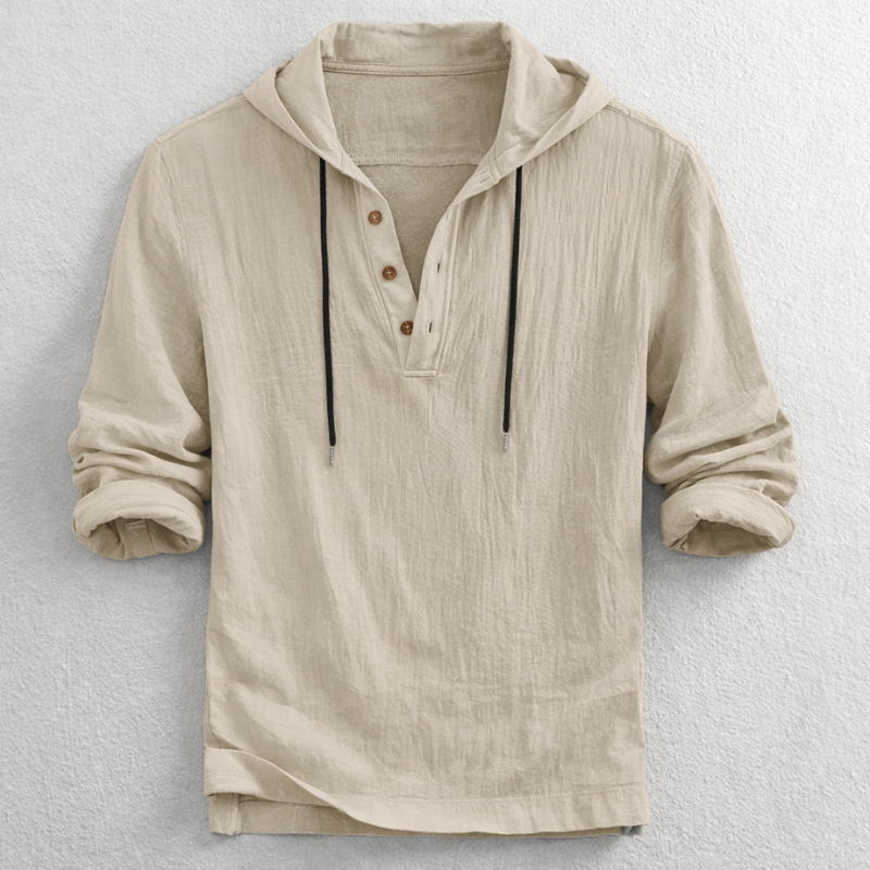 Men's Linen Hooded Henley – Breathable Relaxed Summer Shirt