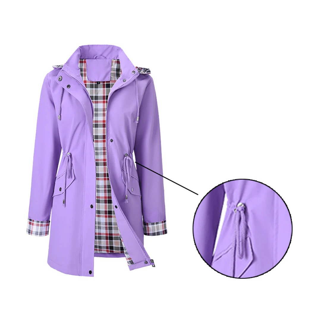 Women's Rain-Ready Hooded Coat - Adjustable Waist & Hood