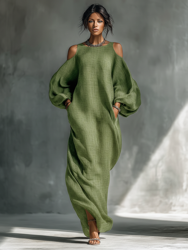 Women's Off-the-Shoulder Maxi Dress - Effortless Summer Elegance